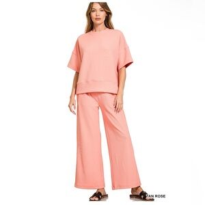 350 - Zenana Outfitters Rose Wide-Leg Pants Set